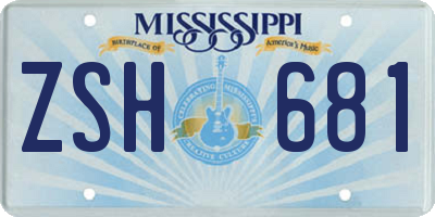 MS license plate ZSH681