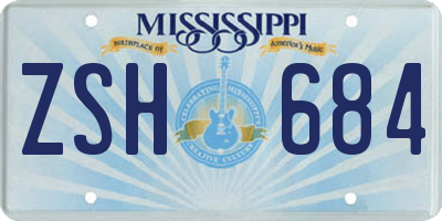 MS license plate ZSH684