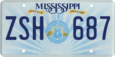 MS license plate ZSH687