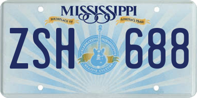 MS license plate ZSH688