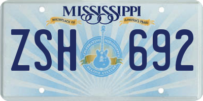 MS license plate ZSH692