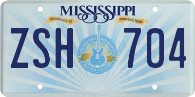 MS license plate ZSH704
