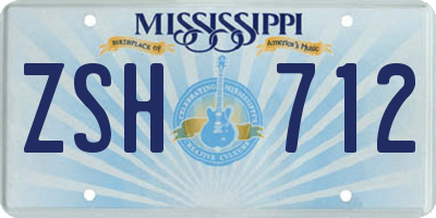 MS license plate ZSH712