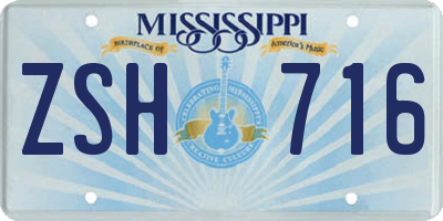 MS license plate ZSH716