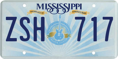 MS license plate ZSH717