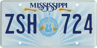 MS license plate ZSH724