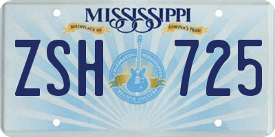 MS license plate ZSH725