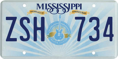 MS license plate ZSH734