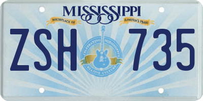 MS license plate ZSH735