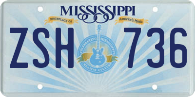 MS license plate ZSH736