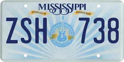 MS license plate ZSH738