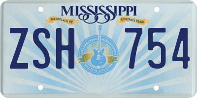 MS license plate ZSH754