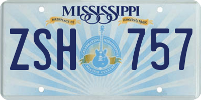 MS license plate ZSH757