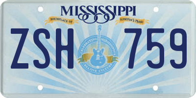MS license plate ZSH759
