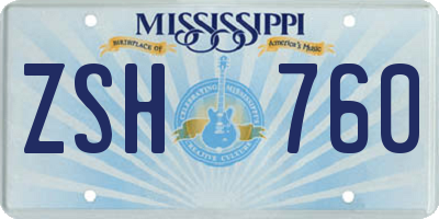 MS license plate ZSH760