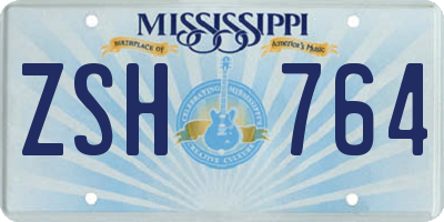 MS license plate ZSH764
