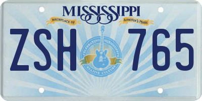 MS license plate ZSH765