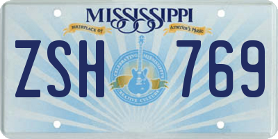MS license plate ZSH769