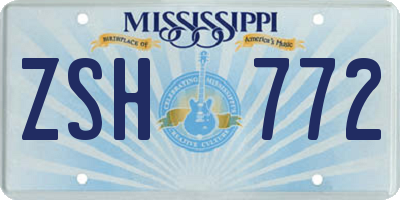 MS license plate ZSH772