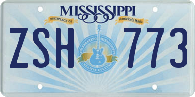 MS license plate ZSH773