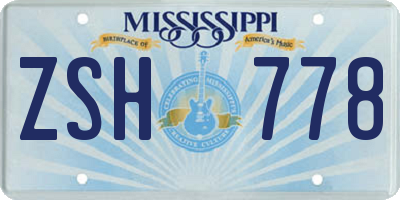MS license plate ZSH778