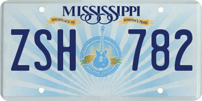 MS license plate ZSH782
