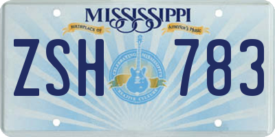 MS license plate ZSH783
