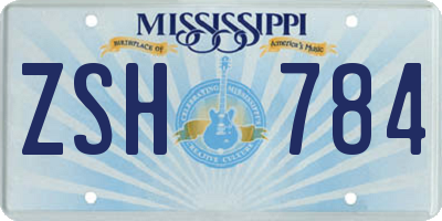 MS license plate ZSH784