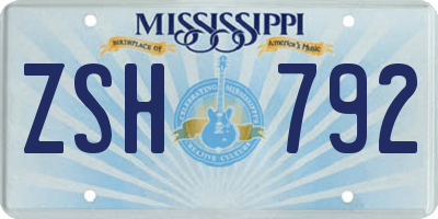 MS license plate ZSH792