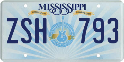 MS license plate ZSH793