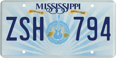 MS license plate ZSH794