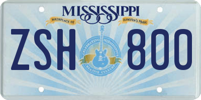 MS license plate ZSH800