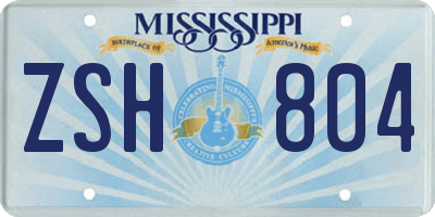 MS license plate ZSH804