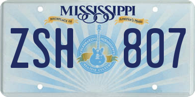 MS license plate ZSH807