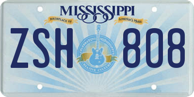 MS license plate ZSH808