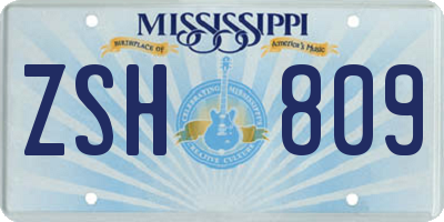 MS license plate ZSH809
