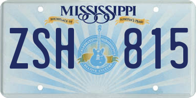 MS license plate ZSH815