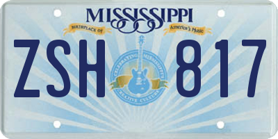 MS license plate ZSH817