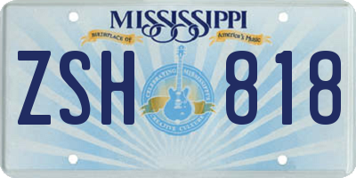 MS license plate ZSH818