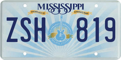 MS license plate ZSH819