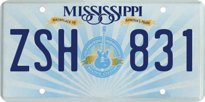 MS license plate ZSH831