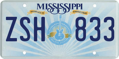 MS license plate ZSH833
