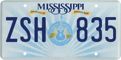 MS license plate ZSH835