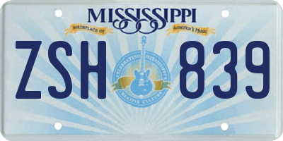 MS license plate ZSH839