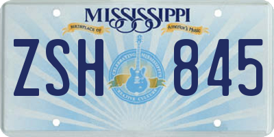 MS license plate ZSH845