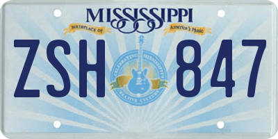MS license plate ZSH847