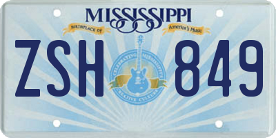 MS license plate ZSH849