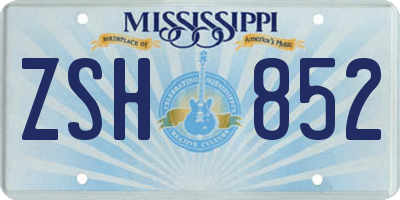 MS license plate ZSH852