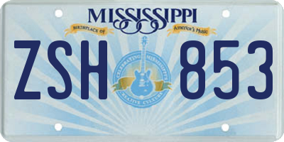 MS license plate ZSH853