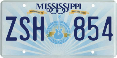 MS license plate ZSH854